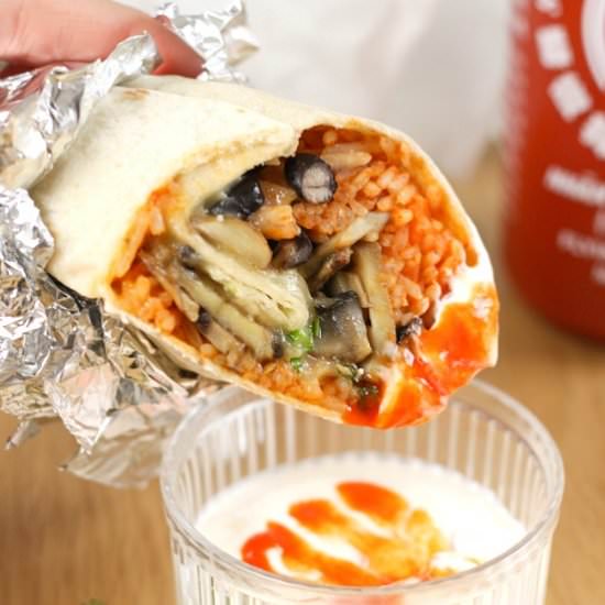 Garlic mushroom burritos