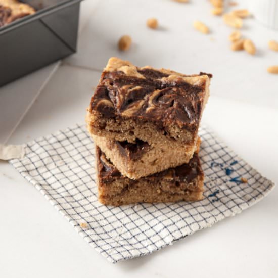 Vegan PeanutButter Bourbon Blondies