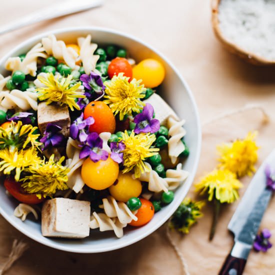 Spring Pea Wildflower Pasta Salad