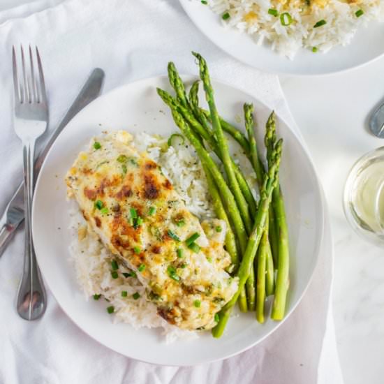 Garlic Parmesan Baked Halibut
