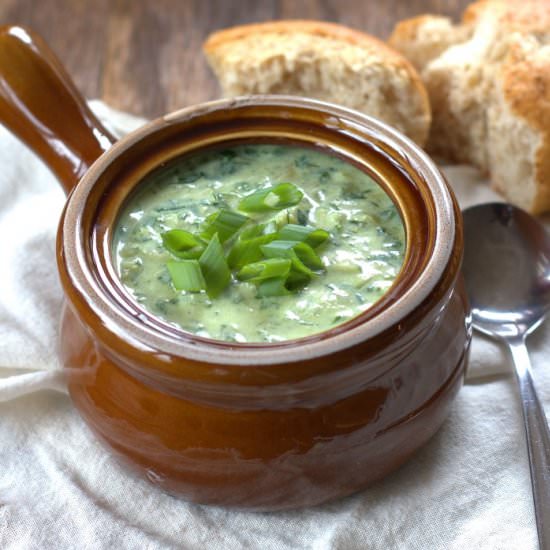 Vegan Spinach and Artichoke Soup