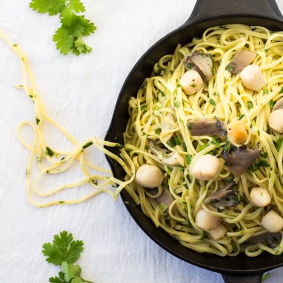 Scallop Oyster Mushroom Linguine