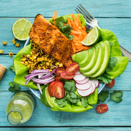 Maple Ancho Glazed Salmon Salad