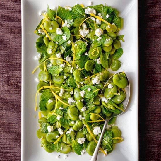 Broad bean salad with mint