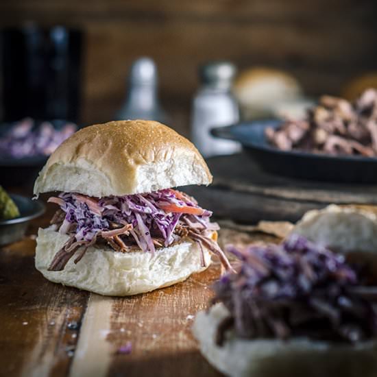 Slow cooked beef brisket sliders