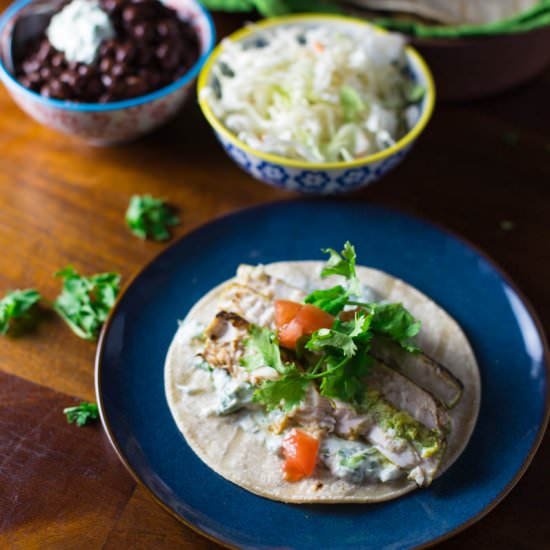 Fish Tacos with Cilantro Cream