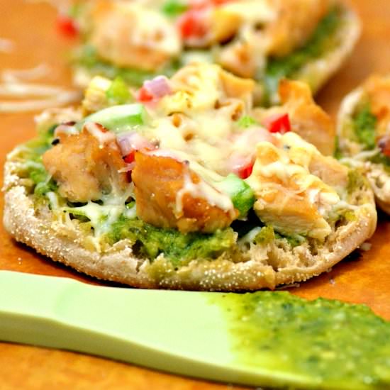 Mini Chicken Pesto Pizzas