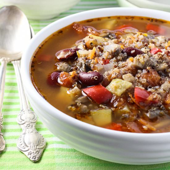 Mushroom and Quinoa Minestrone Soup