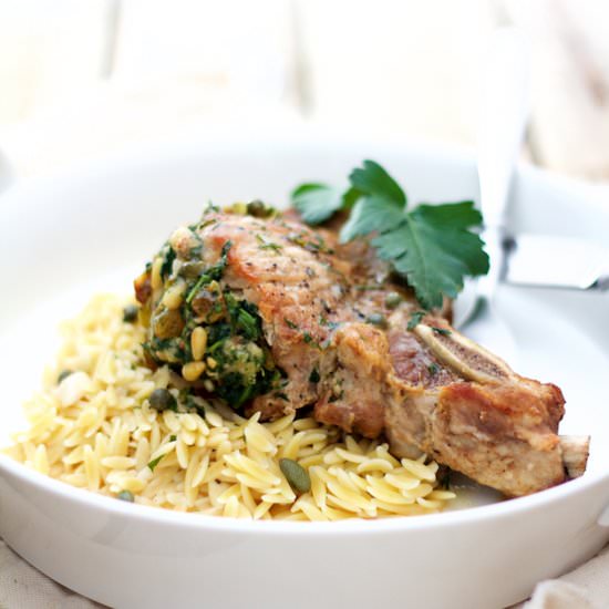 Sicilian-Stuffed Pork Chops