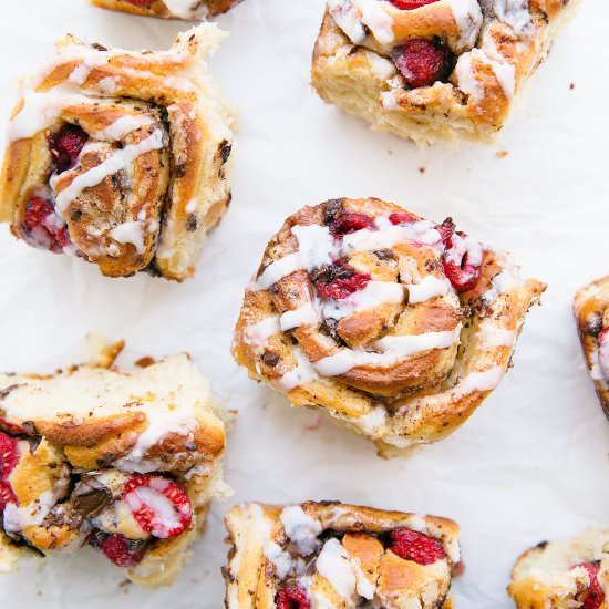 Dark Chocolate Raspberry Sticky Bun