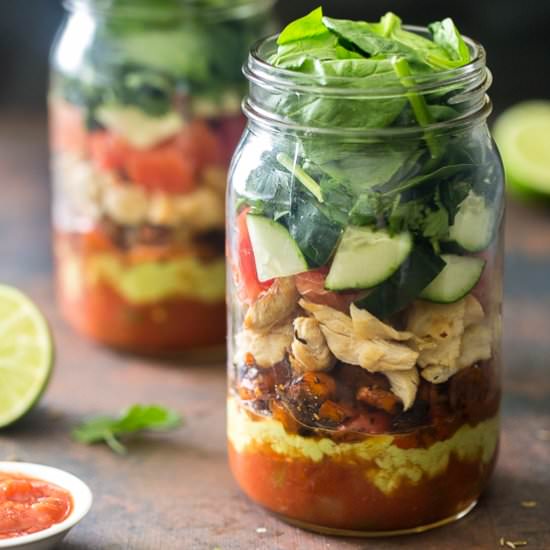 Mason Jar Paleo Chicken Taco Salads