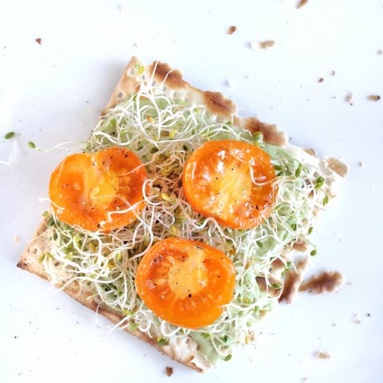 Avocado Yogurt Spread on Matzo