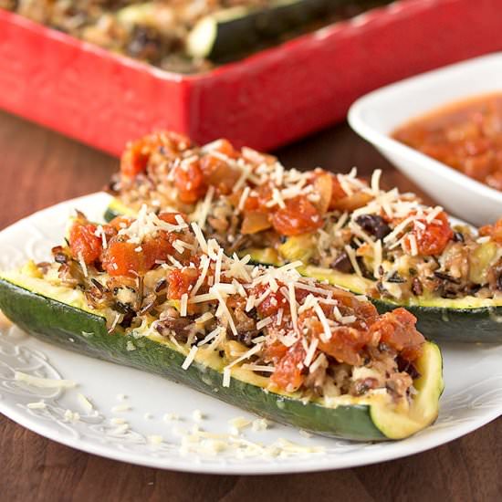 Greek Style Stuffed Zucchini