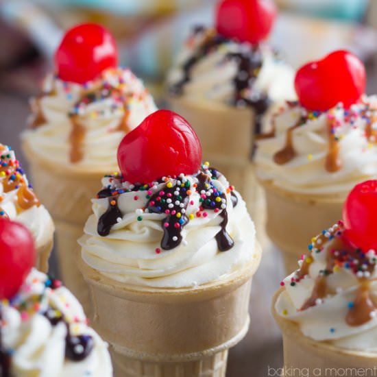 Brownie Sundae Cone Cupcakes