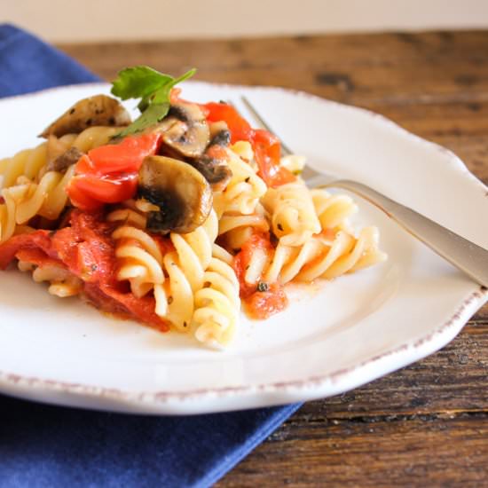 Fusilli with Tomatoes and Mushrooms
