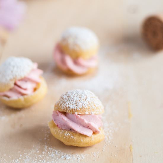 Profiteroles with Strawberry Cream