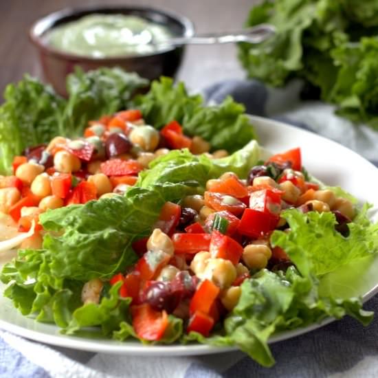 Greek Chickpea Lettuce Wraps