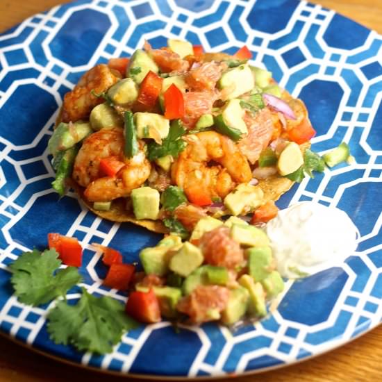 Shrimp Tostada & Avocado Salsa