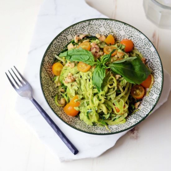 Zoodles with Basil Avocado Sauce