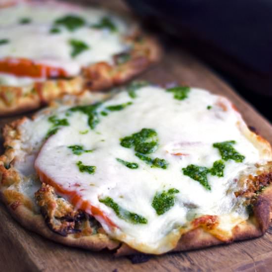 Pesto & Fried Eggplant Flat Bread