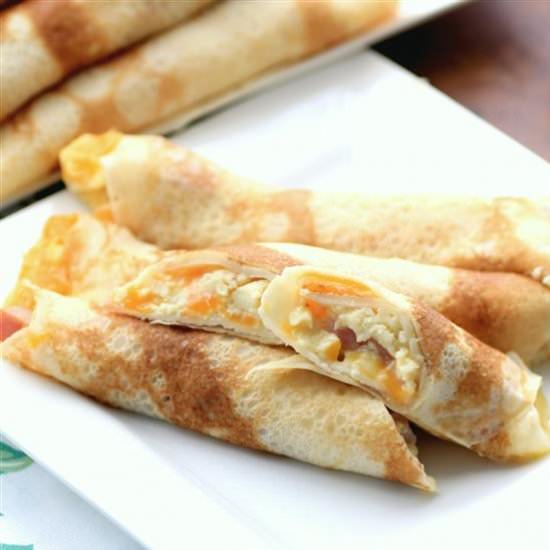 Egg, Ham, and Cheese Stuffed Crepes