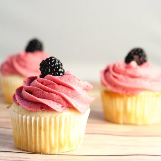 Lemon Cupcakes Blackberry Frosting