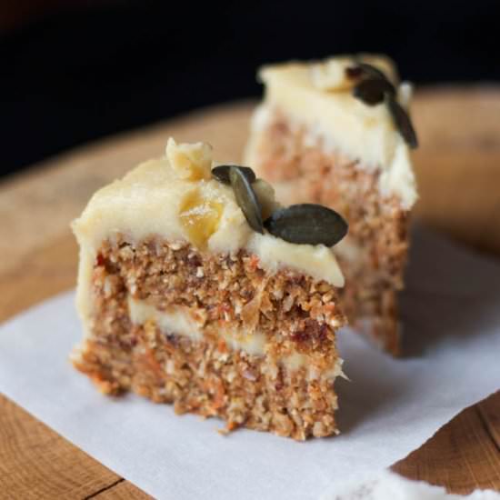 Raw Carrot Cake with Cashew Lemon Cream