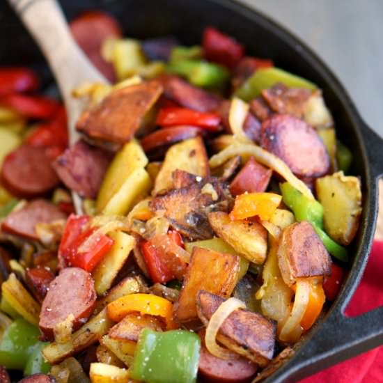 Kielbasa, Peppers, and Potato Hash