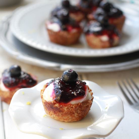Mini Bluebbery Lemon Almond Cheesecake