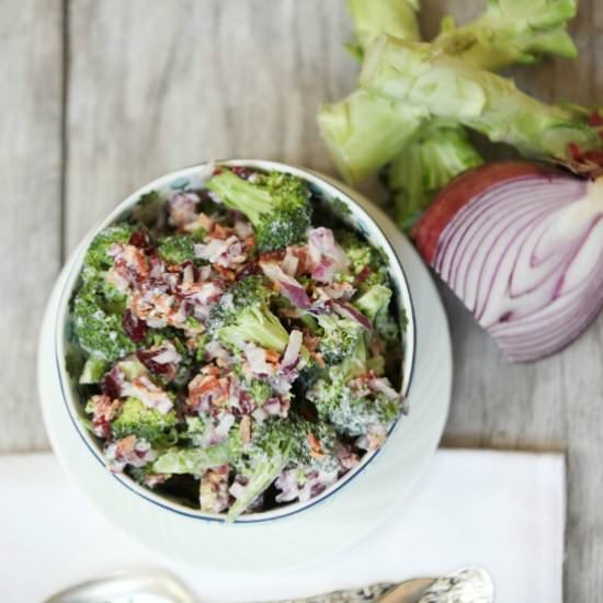 Lightened Broccoli Salad with Bacon