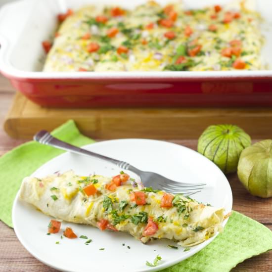 Easy Salsa Verde Chicken Enchiladas