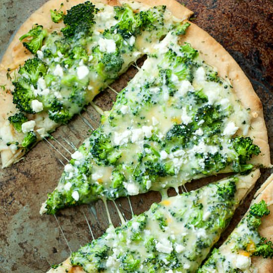 Broccoli and Cheddar Pizza
