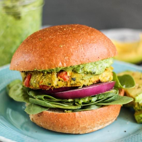 Garlic Chickpea Veggie Burgers