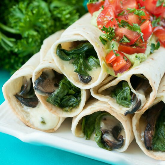 Baked Portobello Spinach Flautas