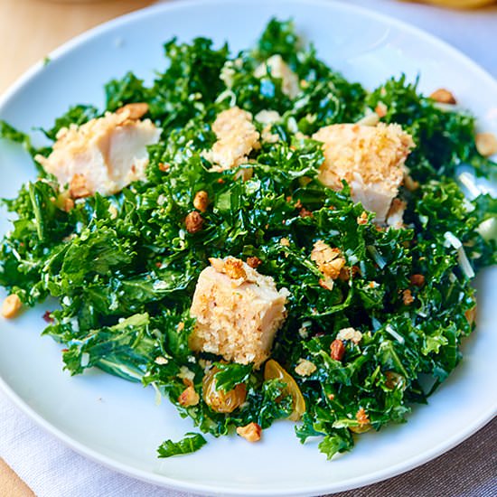 Kale Salad w/ Baked Almond Chicken