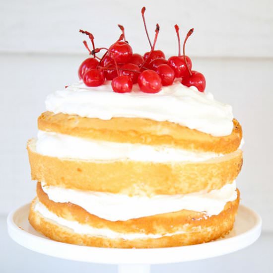 Naked Cherries and Cream Cake