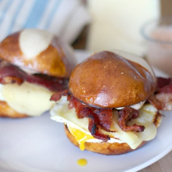 Pretzel Bun Breakfast Sandwich