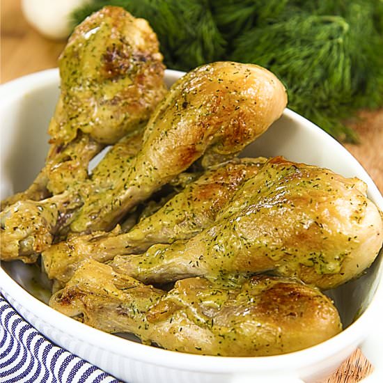 Roasted Chicken with Dill Sauce
