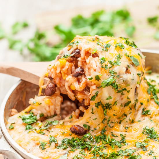 One pot enchilada rice casserole
