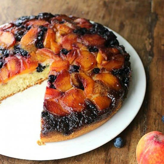 Peach Blueberry Upside Down Cake