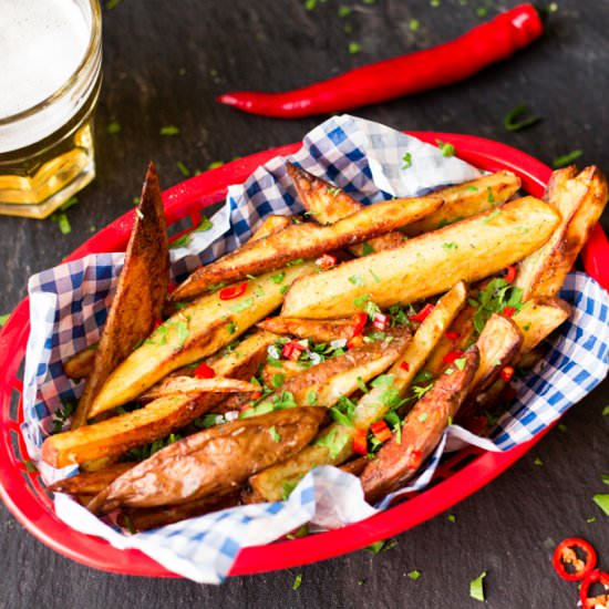 Garlic Chilli Oven-Baked Fries