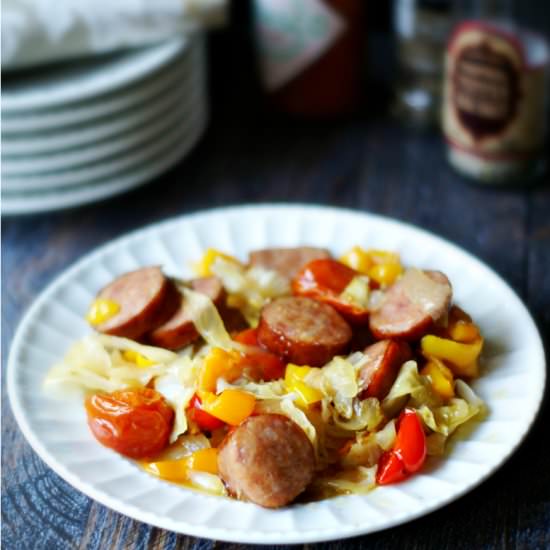 Cabbage Pepper Kielbasa Casserole