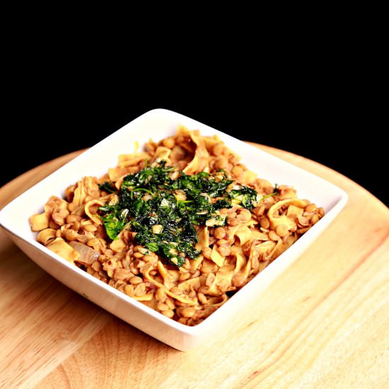 Sweet and Sour lentils with pasta