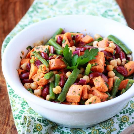 Three Bean Sweet Potato Salad