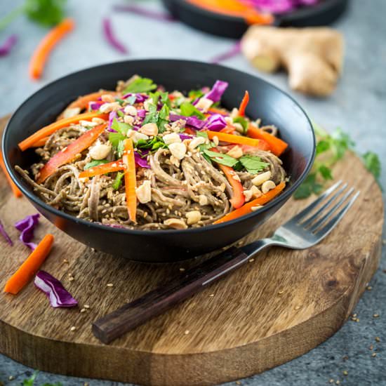 Spicy Peanut Soba Noodles w/ Veggies