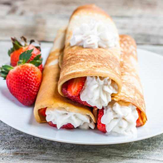 Paleo Crepes with Strawberries