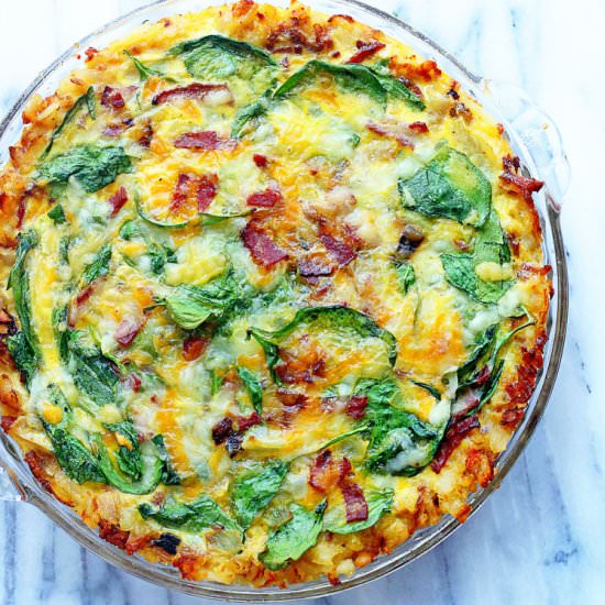 Spinach and Bacon Hash Brown Quiche
