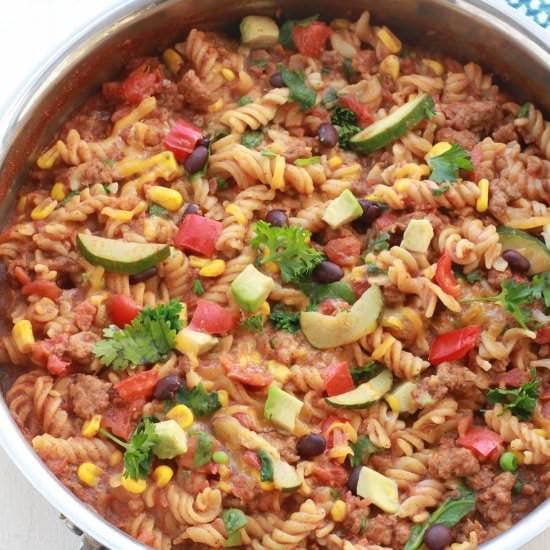 Skillet Taco Pasta with Vegetables