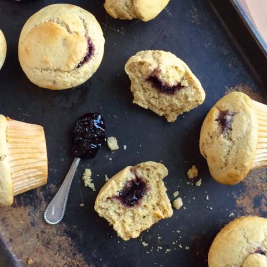 Whole Wheat Blackberry Jam Muffins
