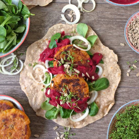 Vegan Potato Wraps with Beetroot